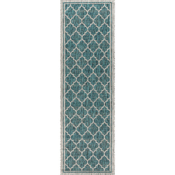 Trebol Moroccan Trellis Textured Weave Indoor/outdoor Runner Rug